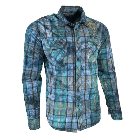 Xtreme Couture by Affliction Men's Button Down Shirt Gilded Cross - Picture 8 of 10